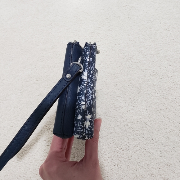 Michael Kors Blue Floral Double Zip Wristlet